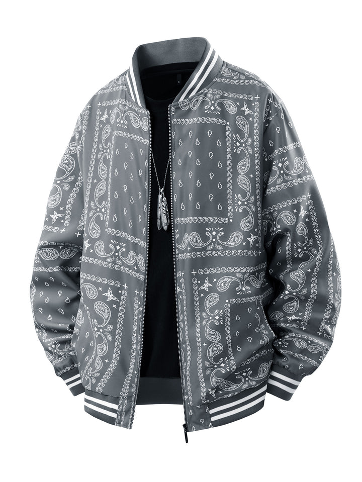 Men's Cool Bomber Jacket with Paisley Pattern Mune Fashion