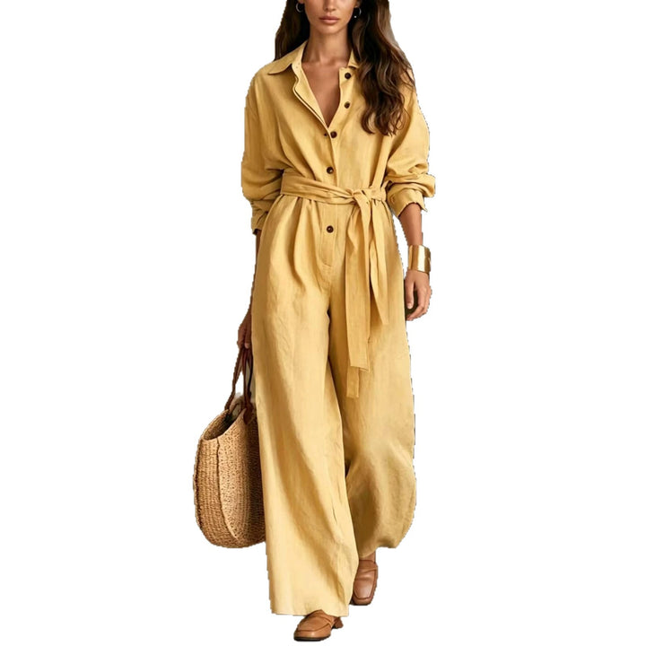 Ladies Elegant Shirt Dress with Waist Belt Mune Fashion