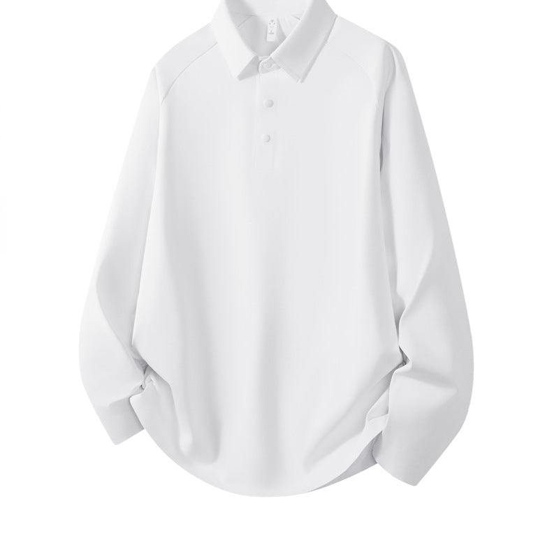 Men's Long Sleeve Polo Shirt made of technical stretch with shirt collar & half-button placket Mune Fashion