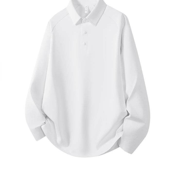 Men's Long Sleeve Polo Shirt made of technical stretch with shirt collar & half-button placket Mune Fashion