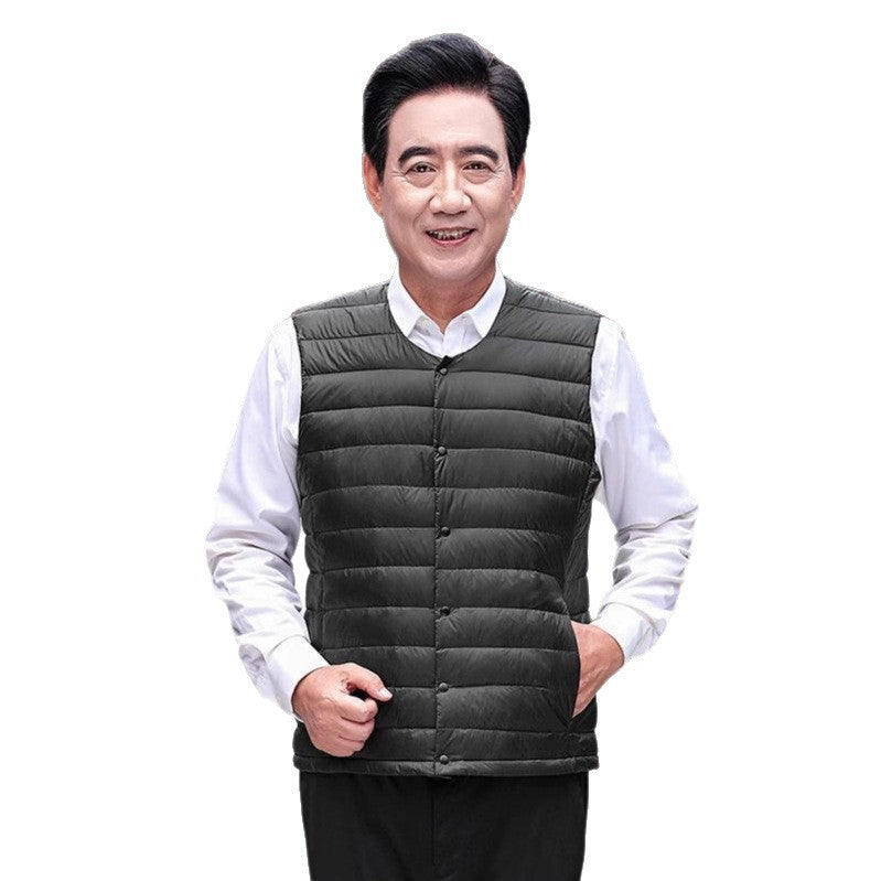 Men's Sleeveless Lightweight Thermal Quilted Vest with Round Neck and Pockets Mune Fashion