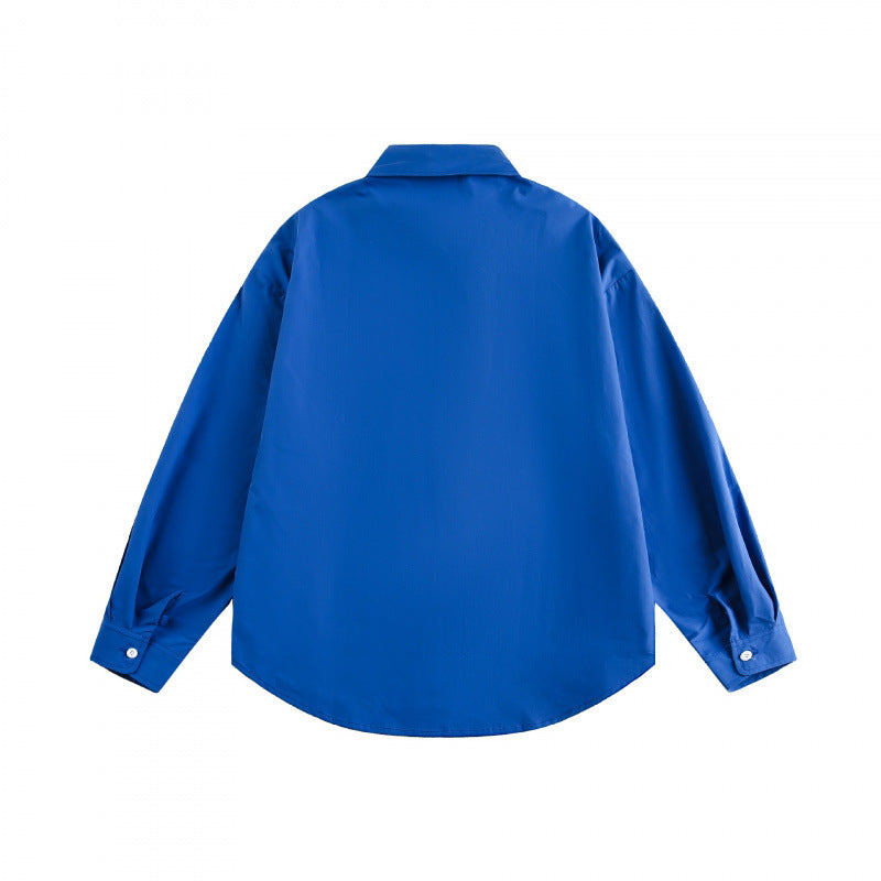 Unisex Loose-fitting oversized shirt made of cotton blend with Kent collar, chest pocket, and rounded hem Mune Fashion