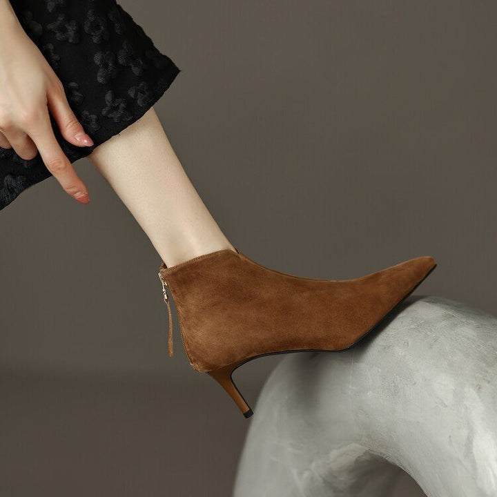 Women Elegant lace ankle boots with sophisticated heel opening Mune Fashion