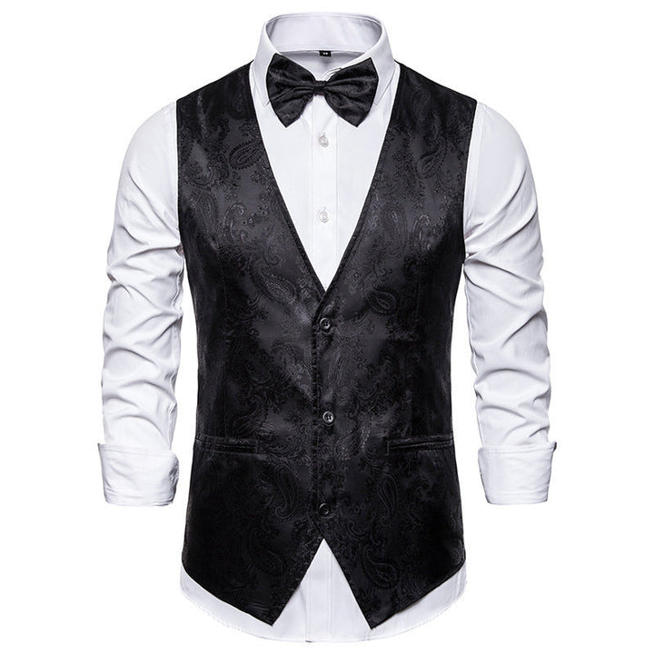 Men's Elegant Suit Vest with Fine Paisley Pattern Mune