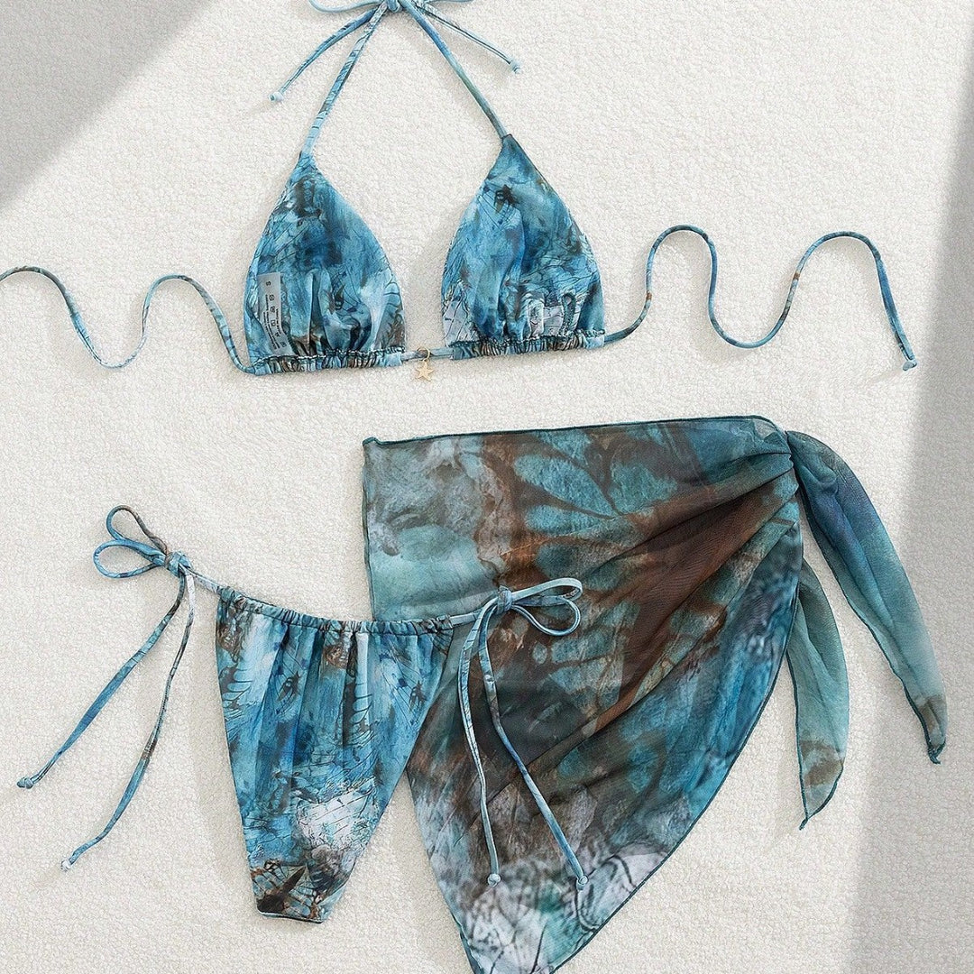 Women Triangle Bikini with Floral Design Mune Fashion