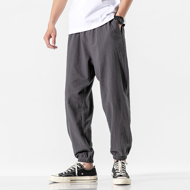 Men's relaxed-fit jogger pants with drawstring, ribbed ankle cuffs, and breathable linen blend Mune Fashion