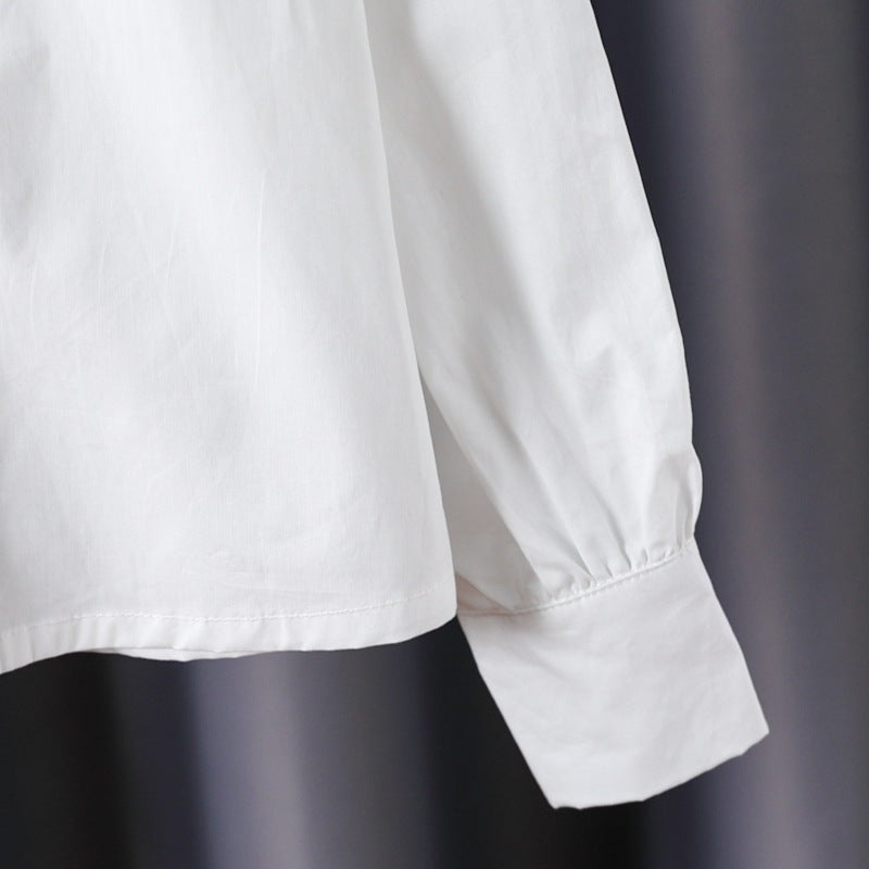Girl's classic long sleeve shirt with ruffle detail Mune Fashion