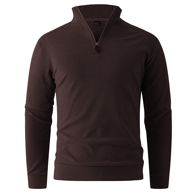 Men's Comfortable Stretch Half-Zip Sweater with Stand-Up Collar and Brushed Inner Lining Mune Fashion