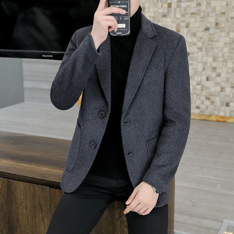 Men's Slim-Fit Wool Blend Blazer with Notch Lapel Mune Fashion