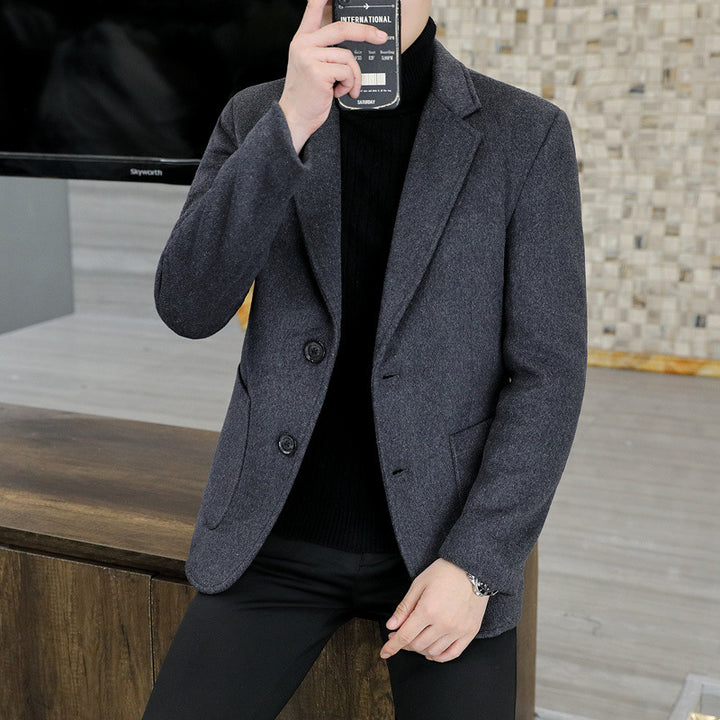 Men's Slim-Fit Wool Blend Blazer with Notch Lapel Mune Fashion