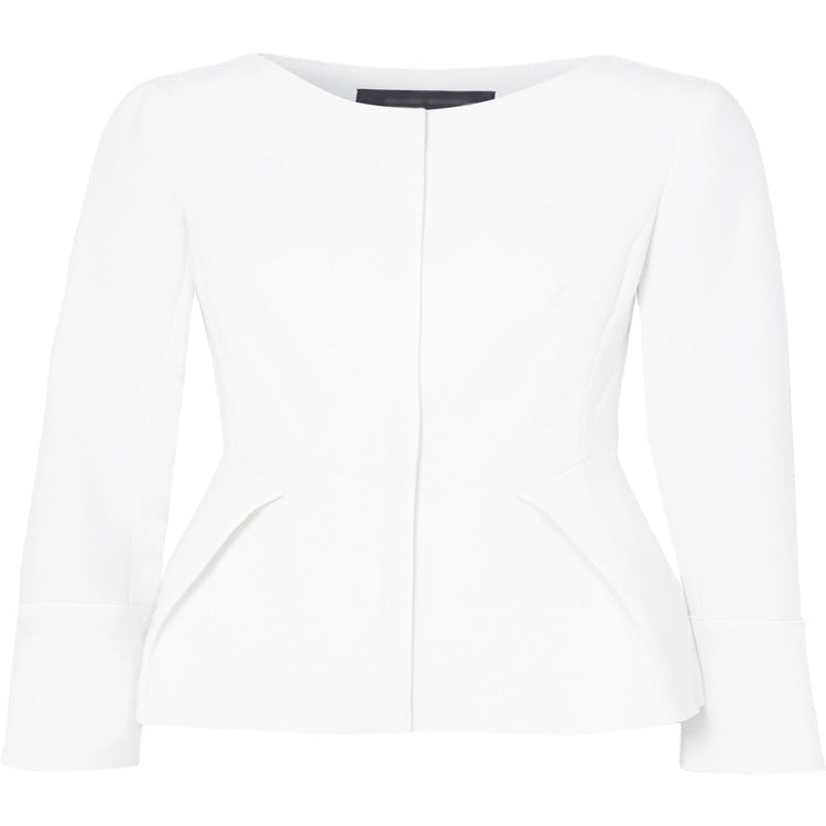 Women's Tailored Peplum Blazer with Concealed Front Mune Fashion
