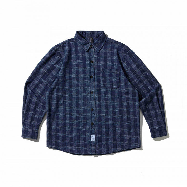 Unisex Boxy Overshirt Jacket made of lightweight cotton blend with check pattern and chest flap pocket Mune Fashion