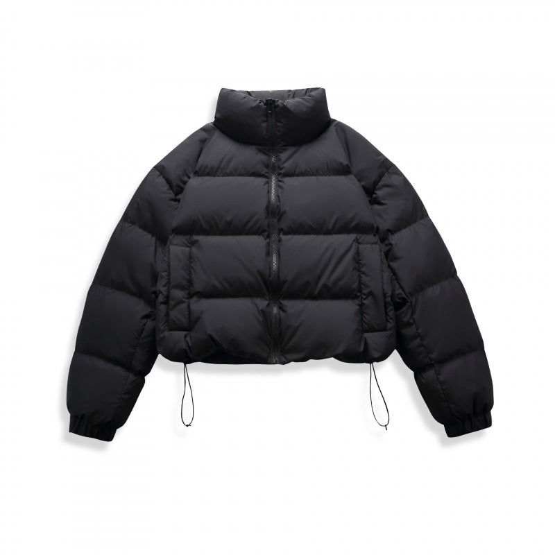 Women's short quilted winter jacket in cropped style with high stand-up collar Mune Fashion