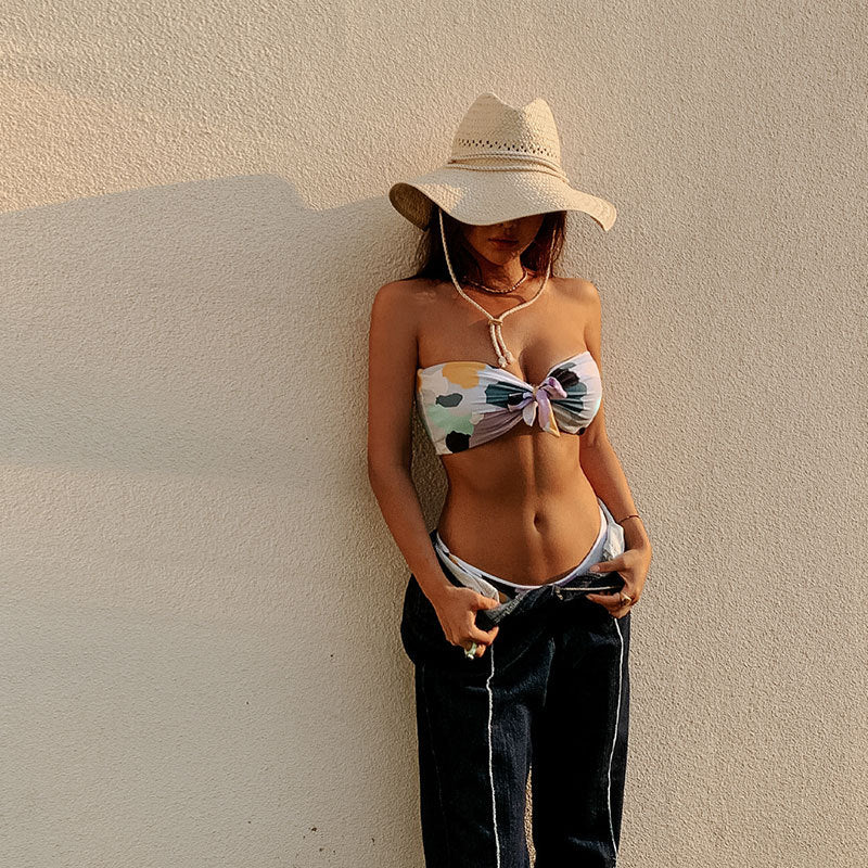Women's bikini set with stylish knot design and high leg cut Mune Fashion
