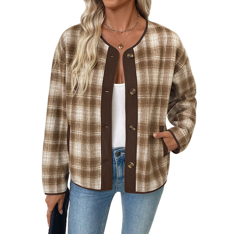 Women's fleece jacket in check pattern Mune Fashion