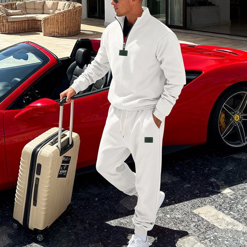 Men's comfortable half-zip sweat set with tapered joggers and elastic drawstring Mune Fashion