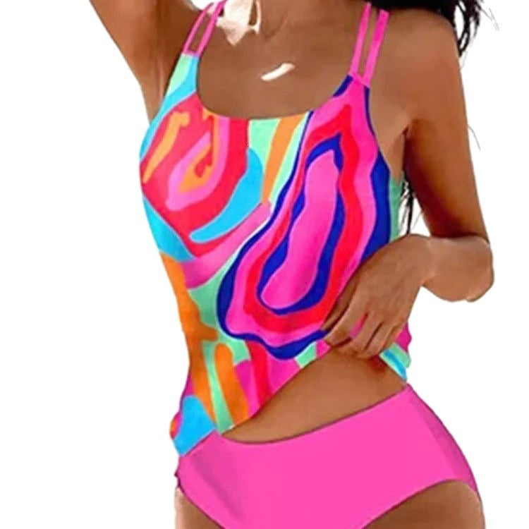 Women's swimsuit with decorative floral pattern and stylish strap laces Mune Fashion
