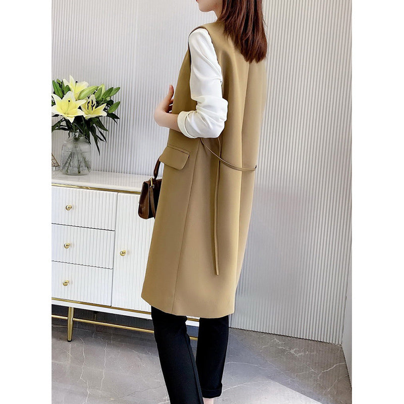Ladies Elegant Waistcoat with Belt Mune Fashion