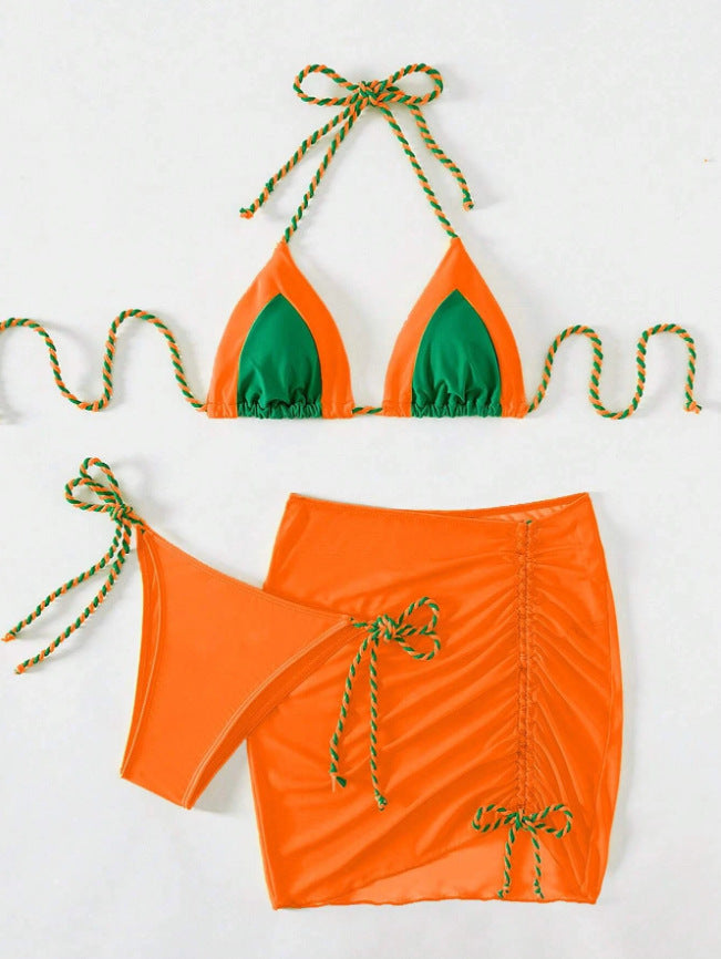 Women's bikini set with modern knot design and figure-hugging skirt Mune Fashion