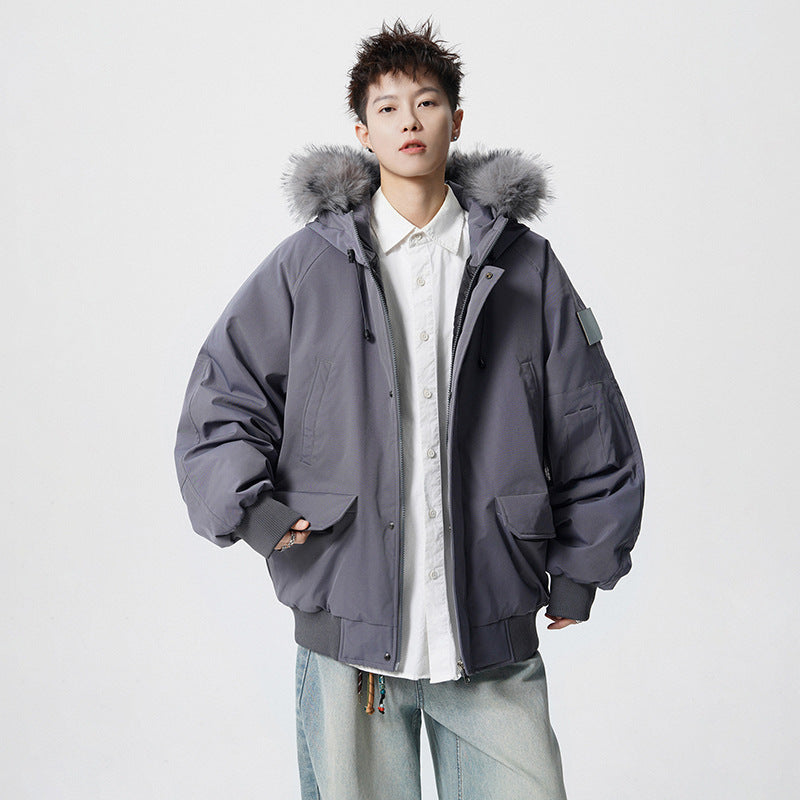 Men's Padded Oversized Parka with Faux Fur Hood and Utility Pockets Mune Fashion