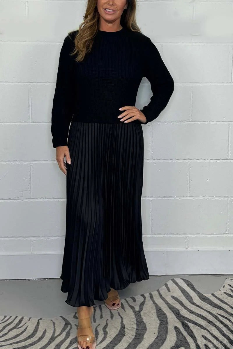 Women's nan pleated maxi skirt with elastic comfort waistband and softly falling pleats Mune Fashion