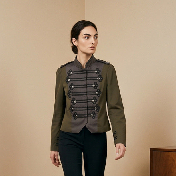 Women’s short-cut military-inspired blouson with decorative cords Mune Fashion