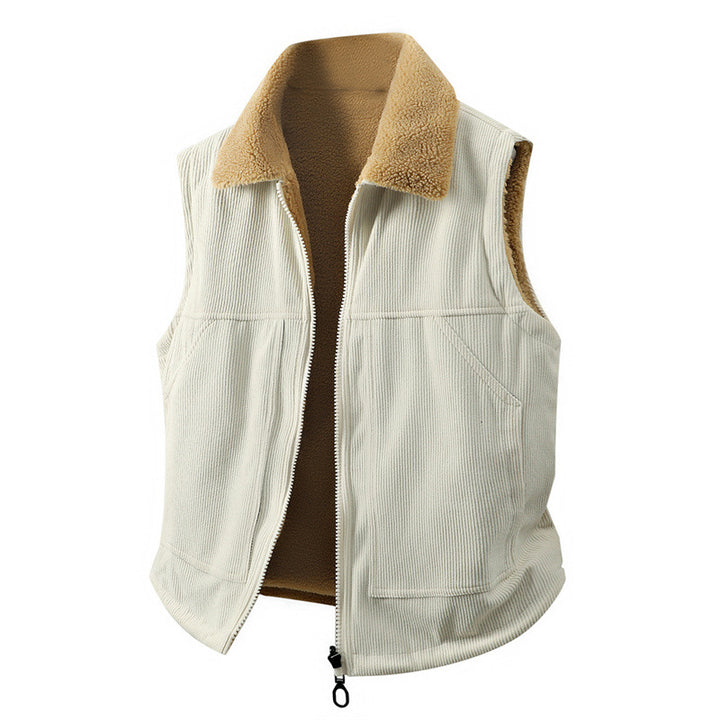 Women's Sleeveless Teddy Fleece Vest with Stand Collar and Full-Length Zipper Mune Fashion