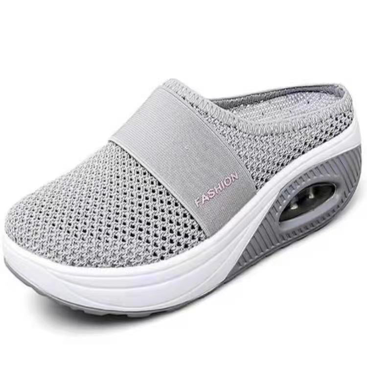 Ladies Breathable Knit Mule with Air Cushion Platform Mune Fashion