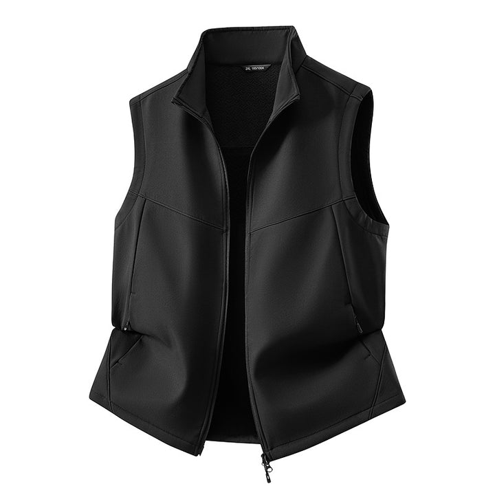 Women's Sleeveless Softshell Vest with Stand-Up Collar, Stretch Lining and Two-Way Zipper Mune Fashion