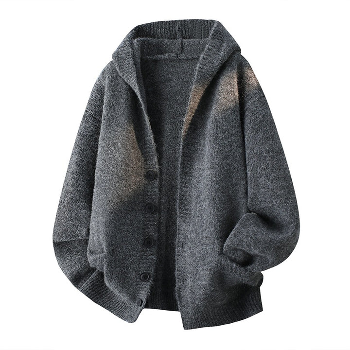 Men's Oversized Knit Cardigan with Shawl Collar, Button Placket and Side Pockets Mune Fashion