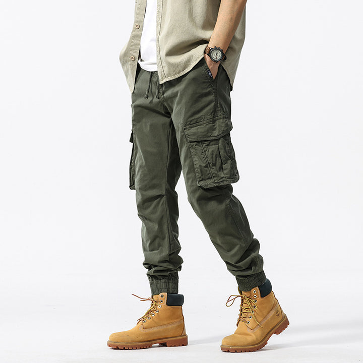 Herren Baumwoll‑Canvas Cargo‑Jogger mit elastischem Bund, Multifachtaschen und gerippten Knöchelabschlüssen Mune Fashion