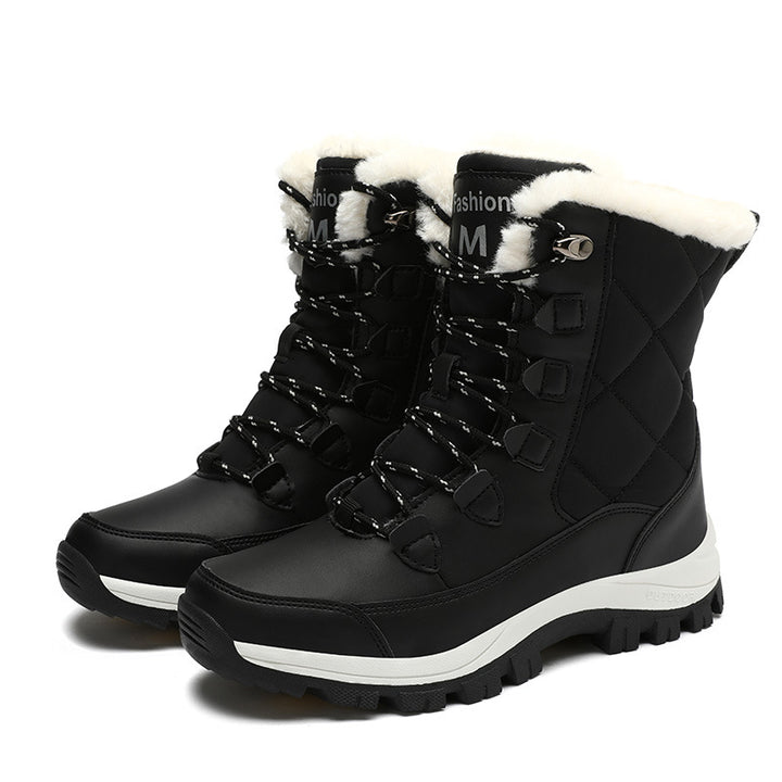 Ladies thermal snow boots with quilted insulation, teddy lining, and grippy profile sole Mune Fashion