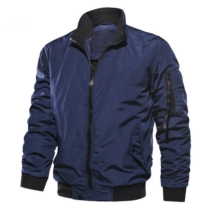 Men's Lightweight Bomber Jacket with Zipper, Sleeve Pocket and Ribbed Cuffs Mune Fashion
