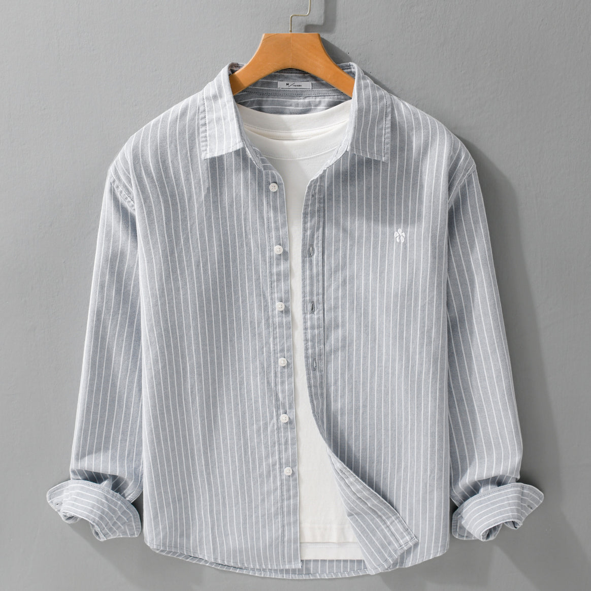 Men Striped Layering Shirt made of fine Oxford cotton fabric with a relaxed fit Mune Fashion
