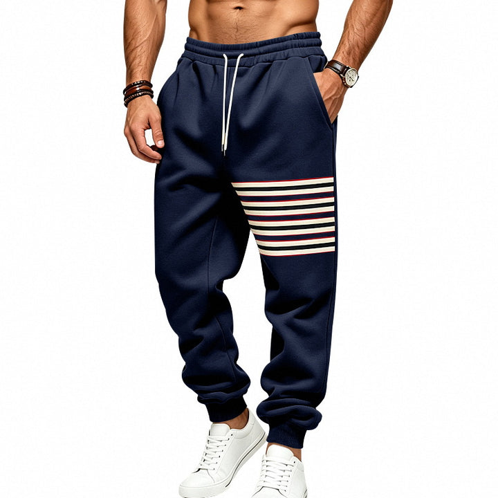 Men's Jogging Pants with Side Stripe Panel, Elastic Waistband and Ribbed Cuffs Mune Fashion