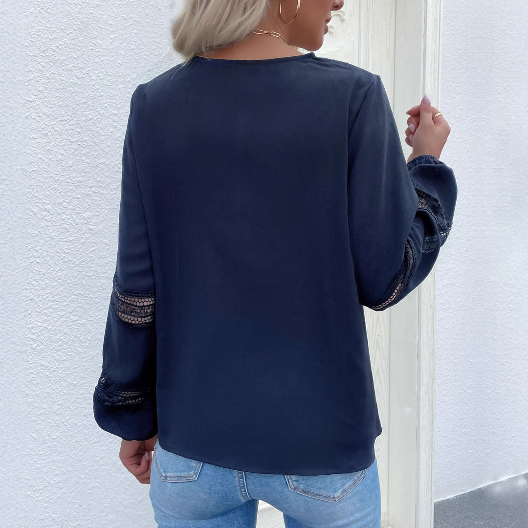 Women Elegant Blouse with Lace Details Mune Fashion
