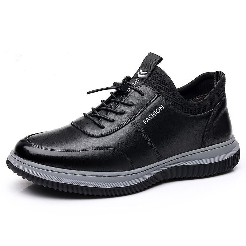 Men's leather look sneakers with shock-absorbing comfort sole and elastic entry Mune Fashion