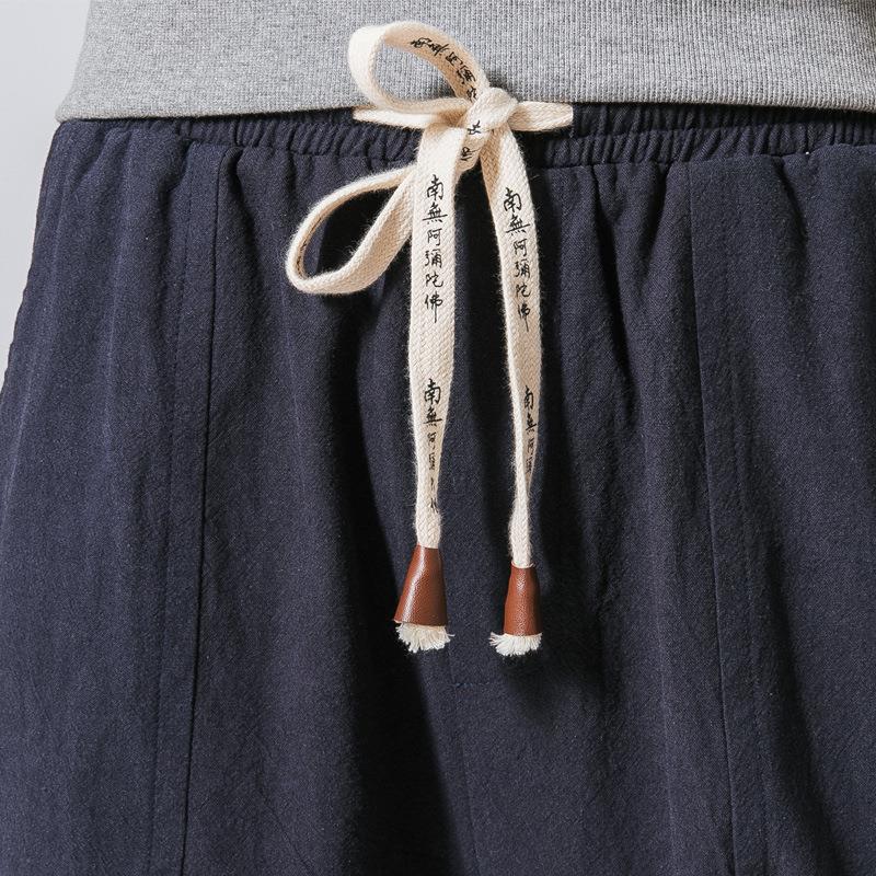 Men's wide harem pants with elastic waistband, drawstring, deep crotch, and ribbed cuffs Mune Fashion