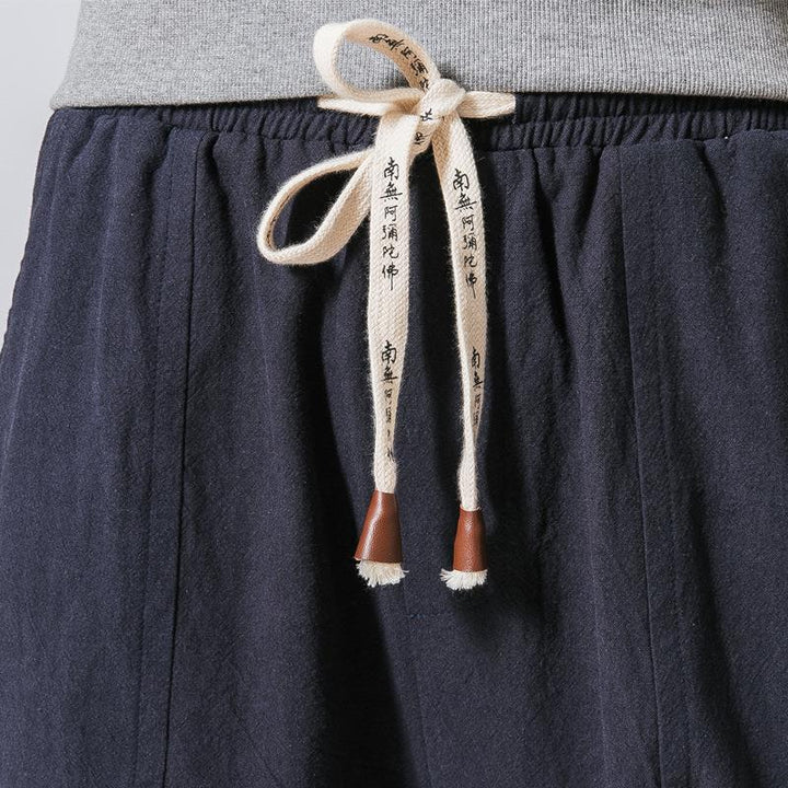Men's wide harem pants with elastic waistband, drawstring, deep crotch, and ribbed cuffs Mune Fashion