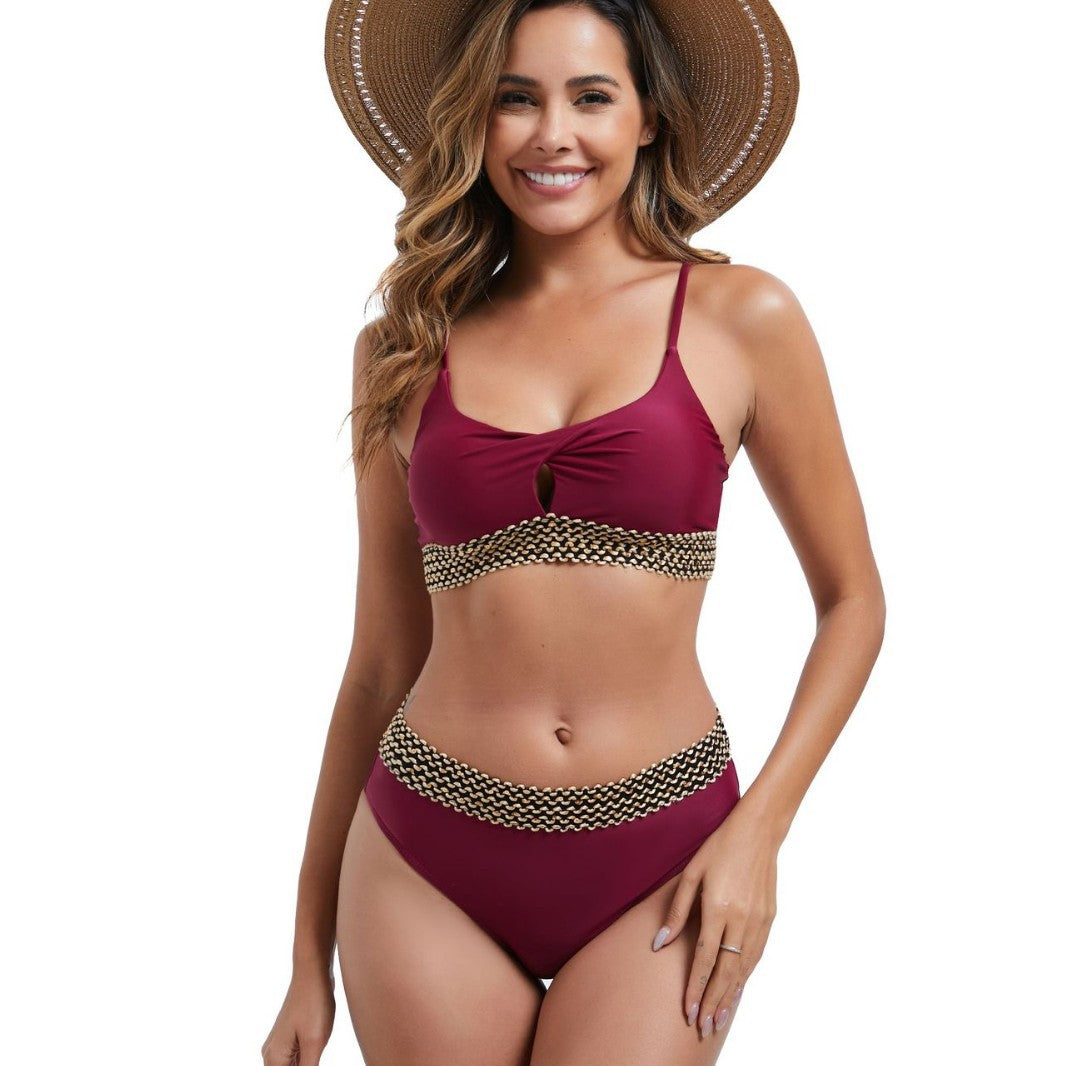 Women's high-waisted bikini set with decorative knot detail Mune Fashion