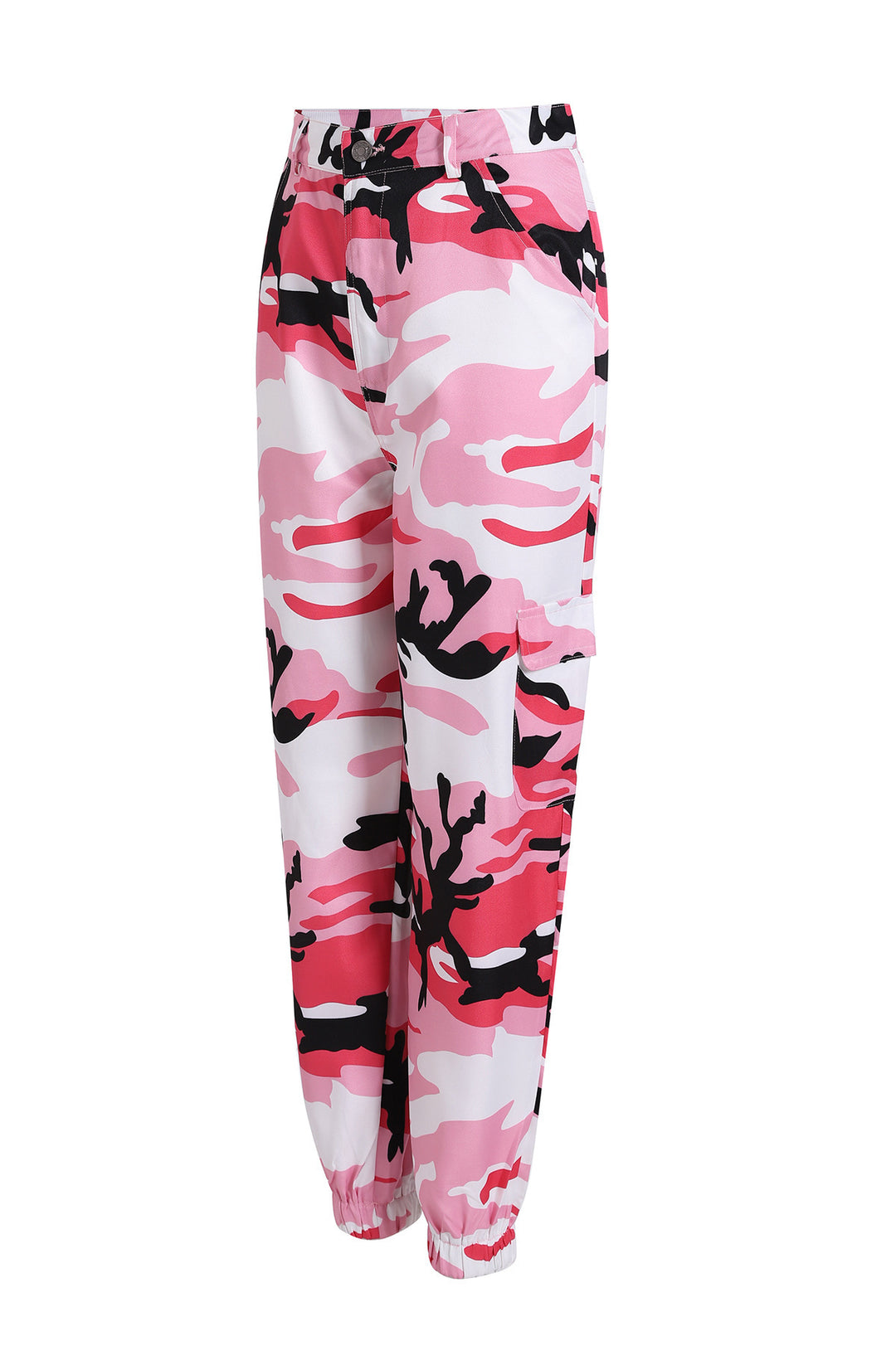 Women's cargo pants with camouflage print, elastic waistband and ankle cuffs Mune Fashion