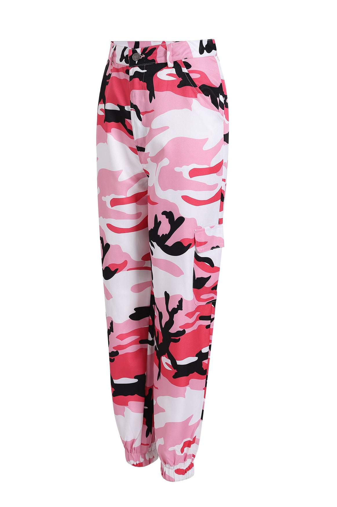 Women's cargo pants with camouflage print, elastic waistband and ankle cuffs Mune Fashion