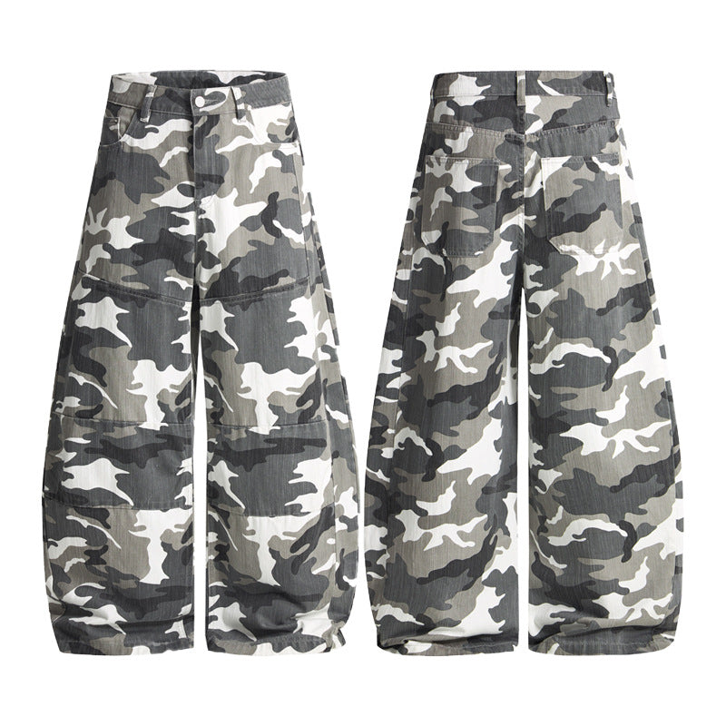 Men's Extra Wide Cargo Pants in Palazzo Cut with Camouflage Print Mune Fashion