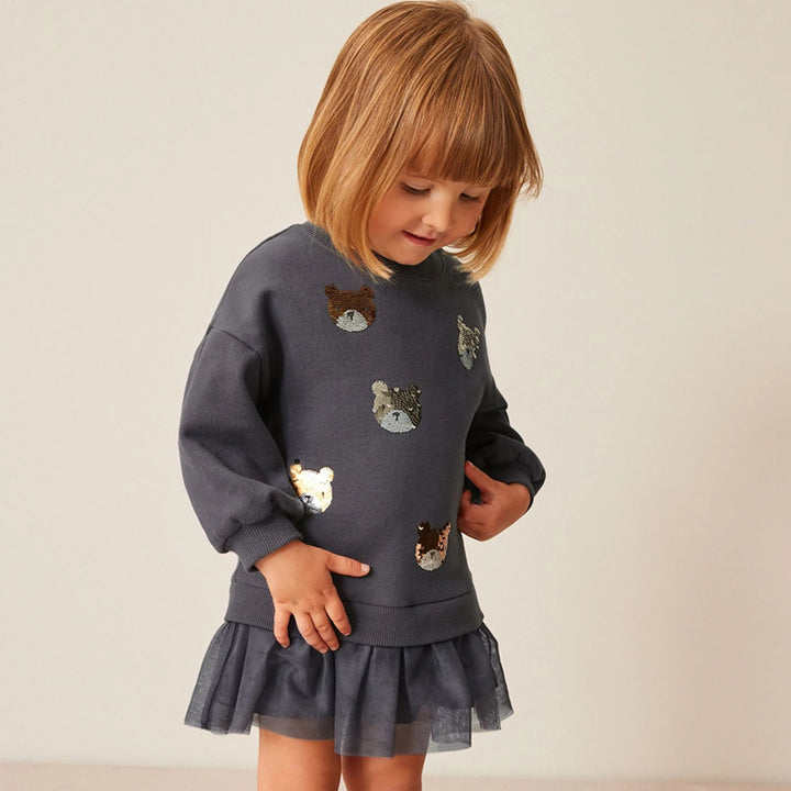 Girls sweatshirt with tulle underskirt and animal appliqués Mune Fashion