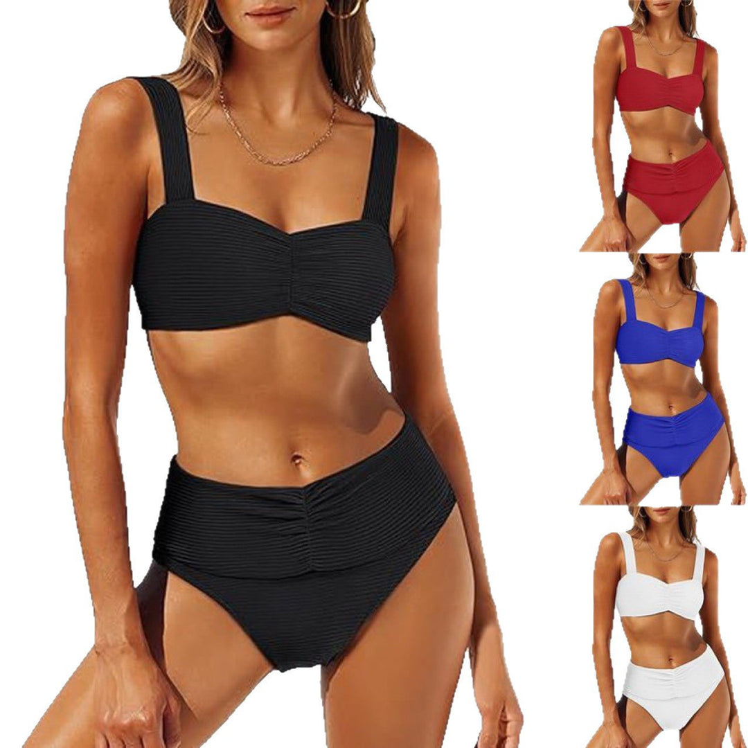 Women's High-Waisted Bikini Set with Ruched Top Mune Fashion