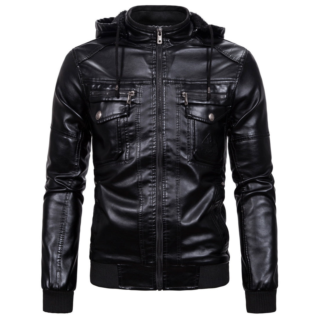 Men's vintage-inspired faux leather bomber jacket with teddy lining, stand collar, and chest pockets Mune Fashion