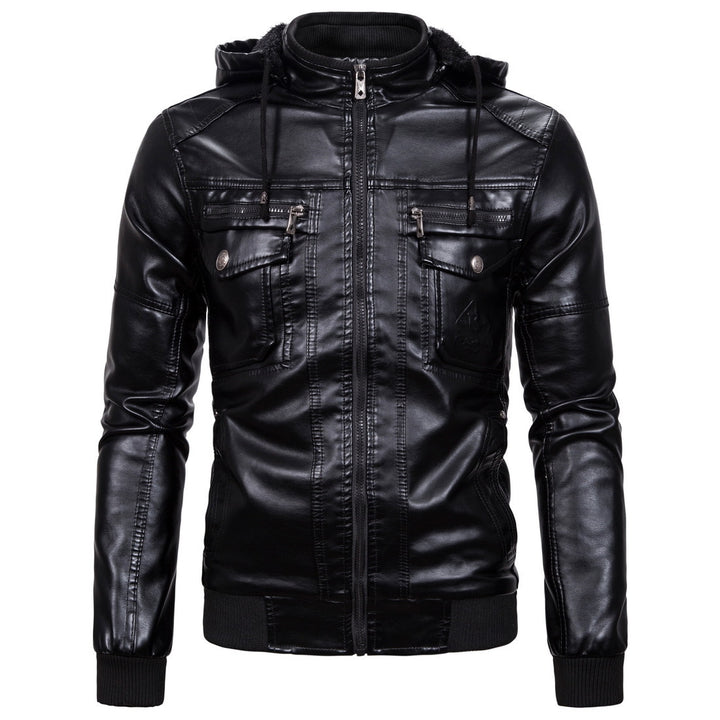 Men's vintage-inspired faux leather bomber jacket with teddy lining, stand collar, and chest pockets Mune Fashion