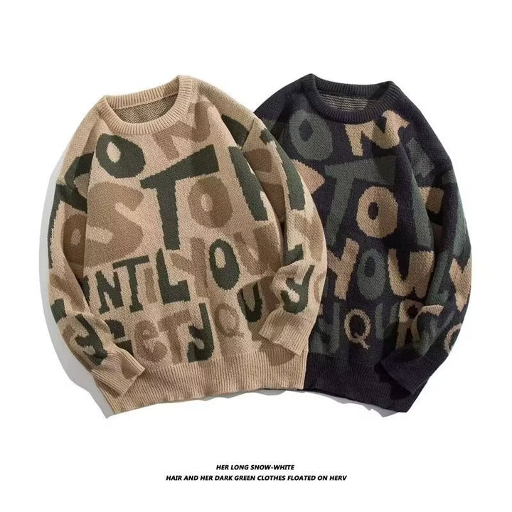 Women's chunky knit sweater with creative prints Mune Fashion
