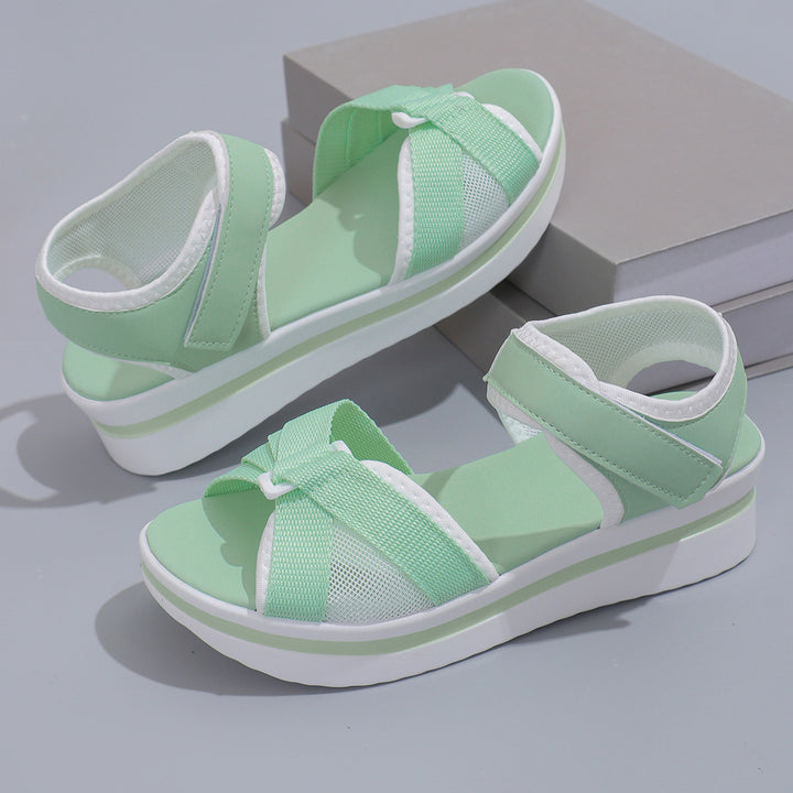 Damen Plateau-Sandalen mit verstellbarem Klettverschluss und atmungsaktivem Mesh Mune Fashion