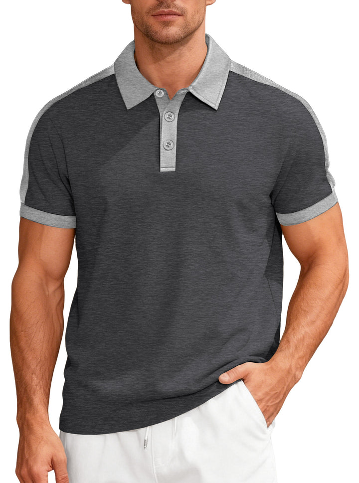 Men's nan Premium polo in retro contrast look with shirt collar and three-button placket Mune Fashion